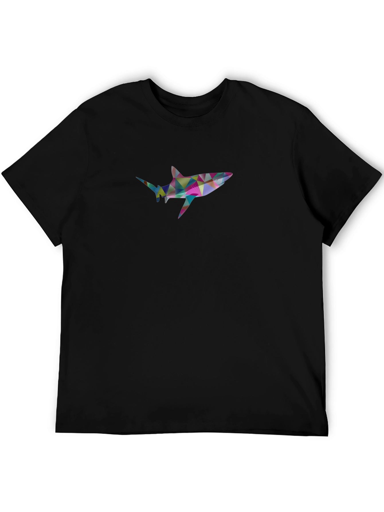 Geometric Shark Graphic Black T-Shirt