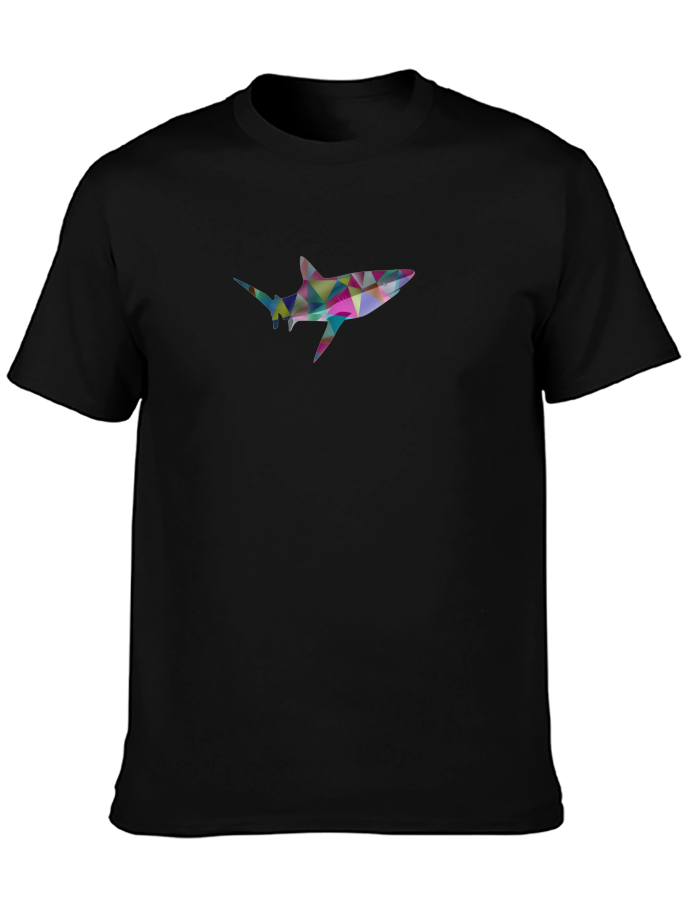 Geometric Shark Graphic Black T-Shirt