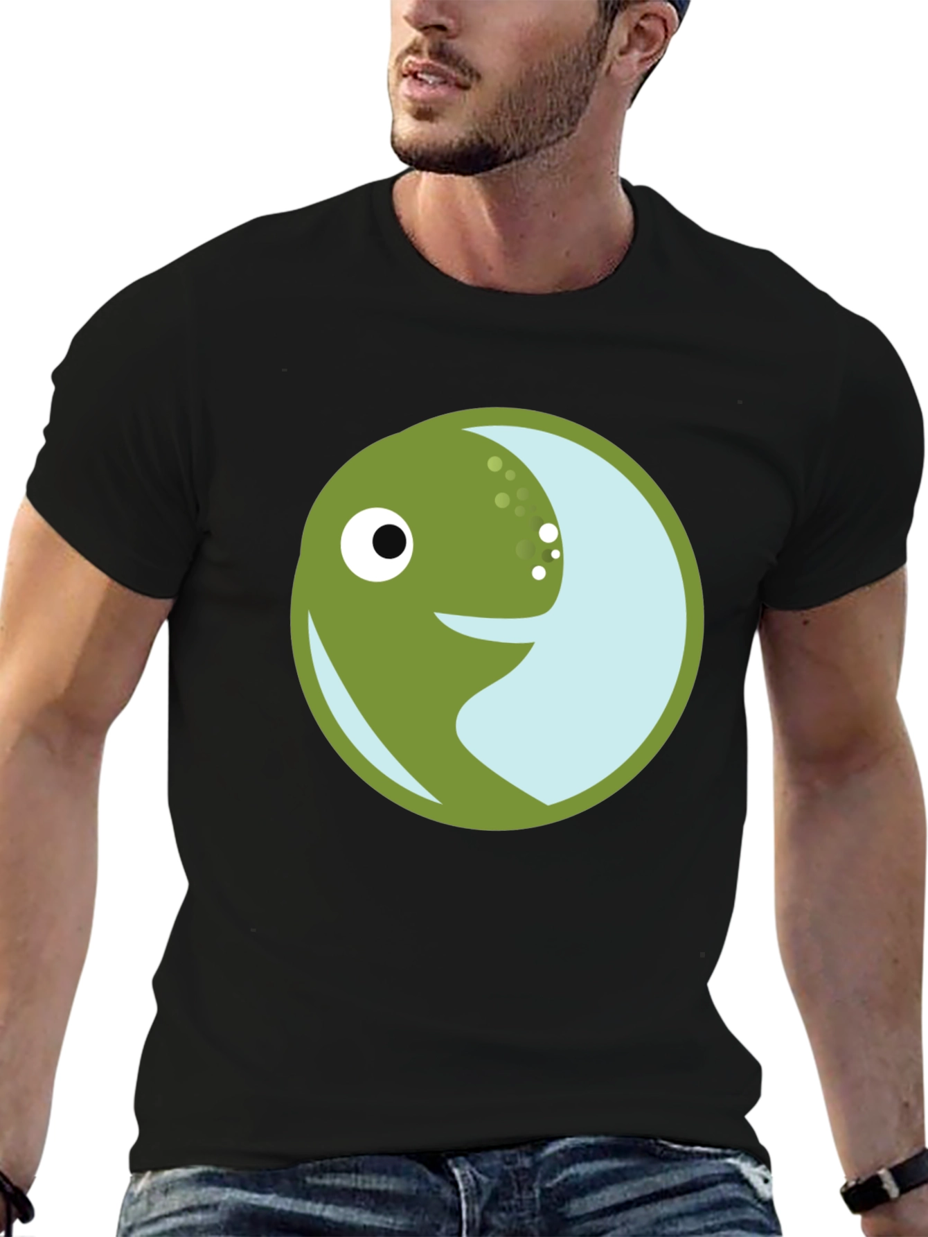 Smiling Circle Graphic T-Shirt - Black