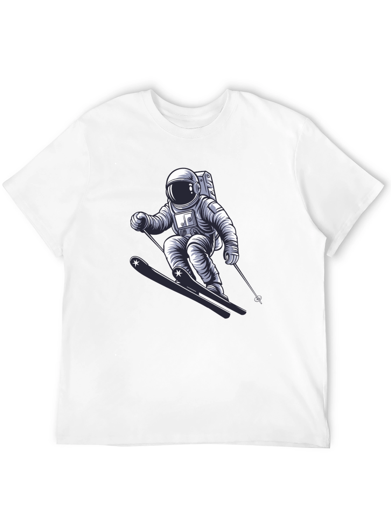 Astronaut Skiing Graphic T-Shirt - Cool Space Tee