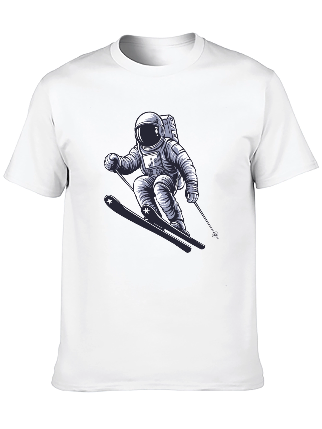 Astronaut Skiing Graphic T-Shirt - Cool Space Tee