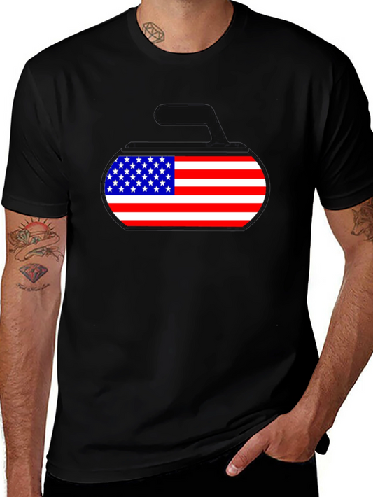 American Flag Curling Stone Graphic Tee