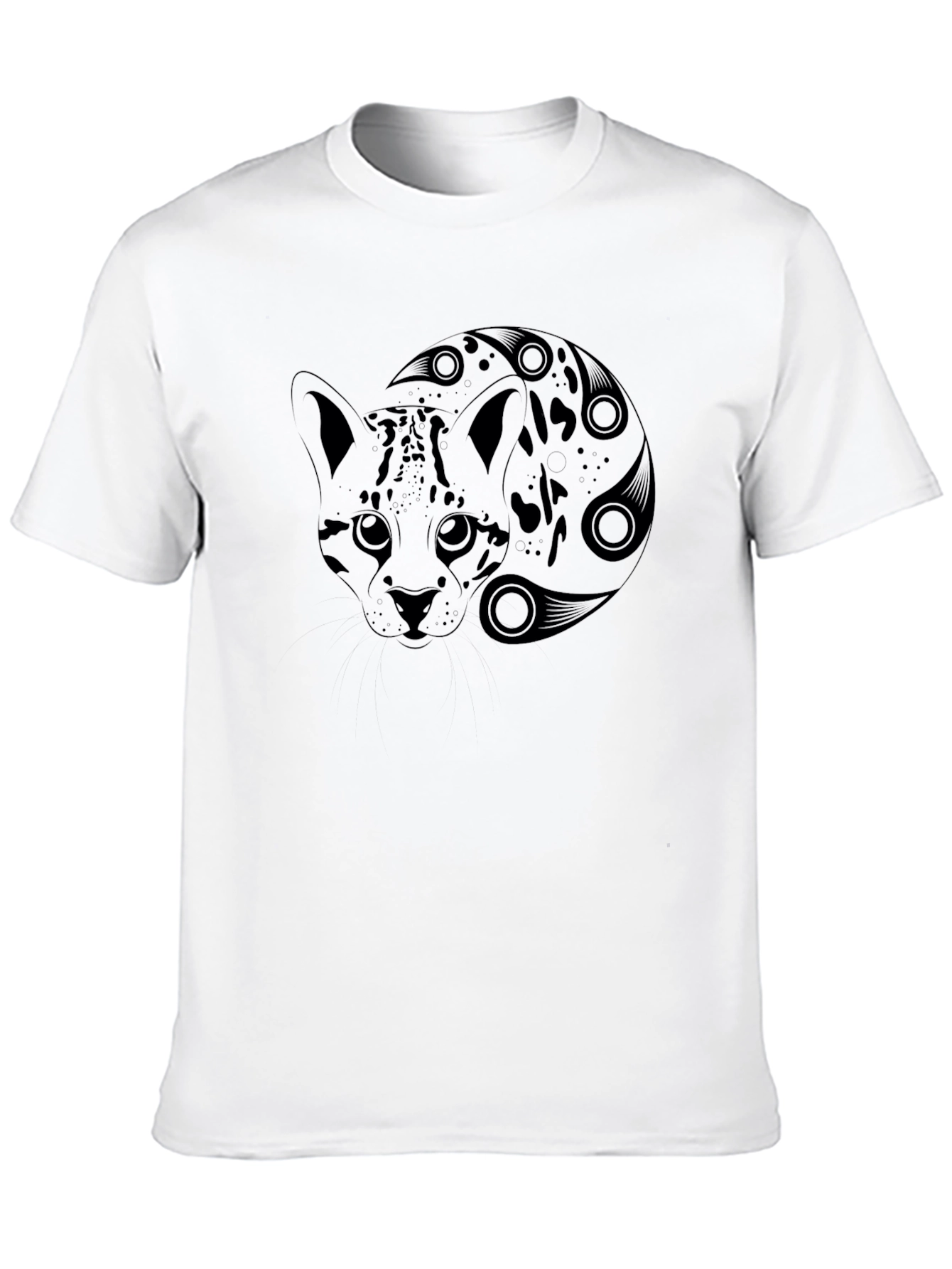 Tribal Cat Graphic Black T-Shirt