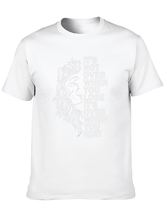 Motivational Lion Graphic T-Shirt - Never Quit
