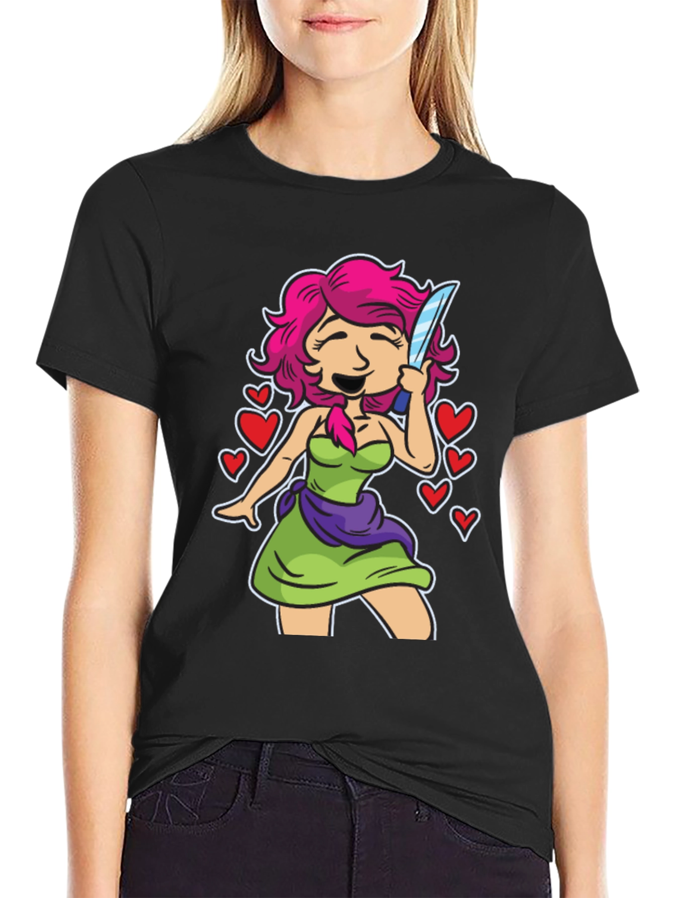 Girl With Knife T-Shirt - Edgy Cute Design