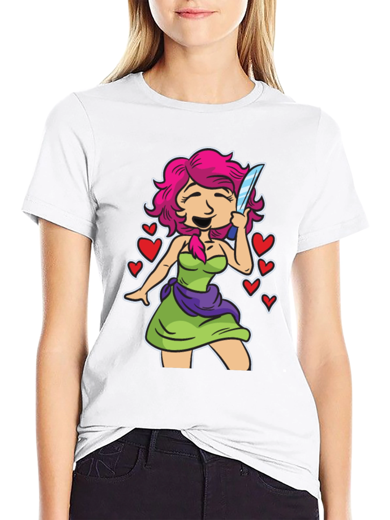 Girl With Knife T-Shirt - Edgy Cute Design