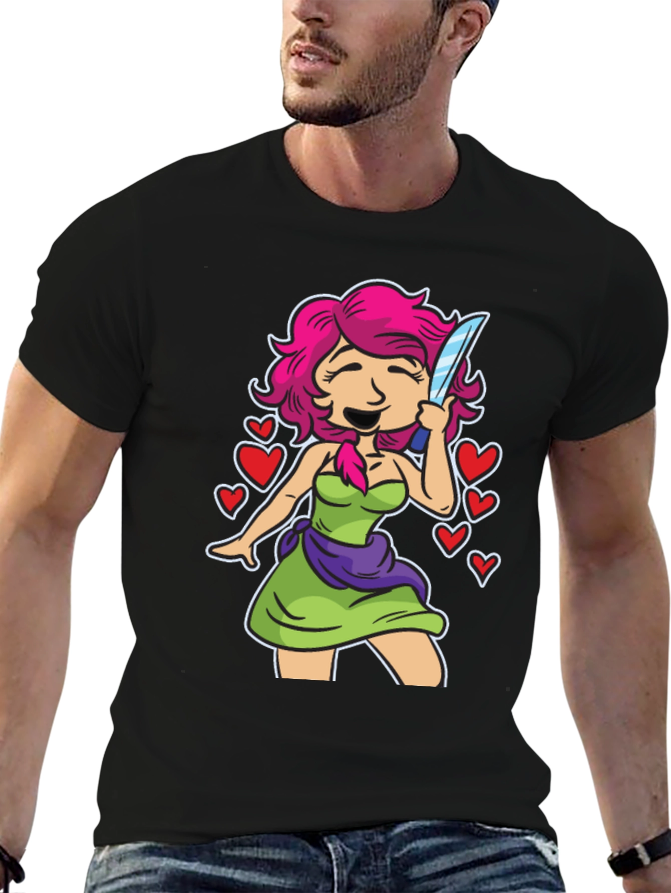 Girl With Knife T-Shirt - Edgy Cute Design