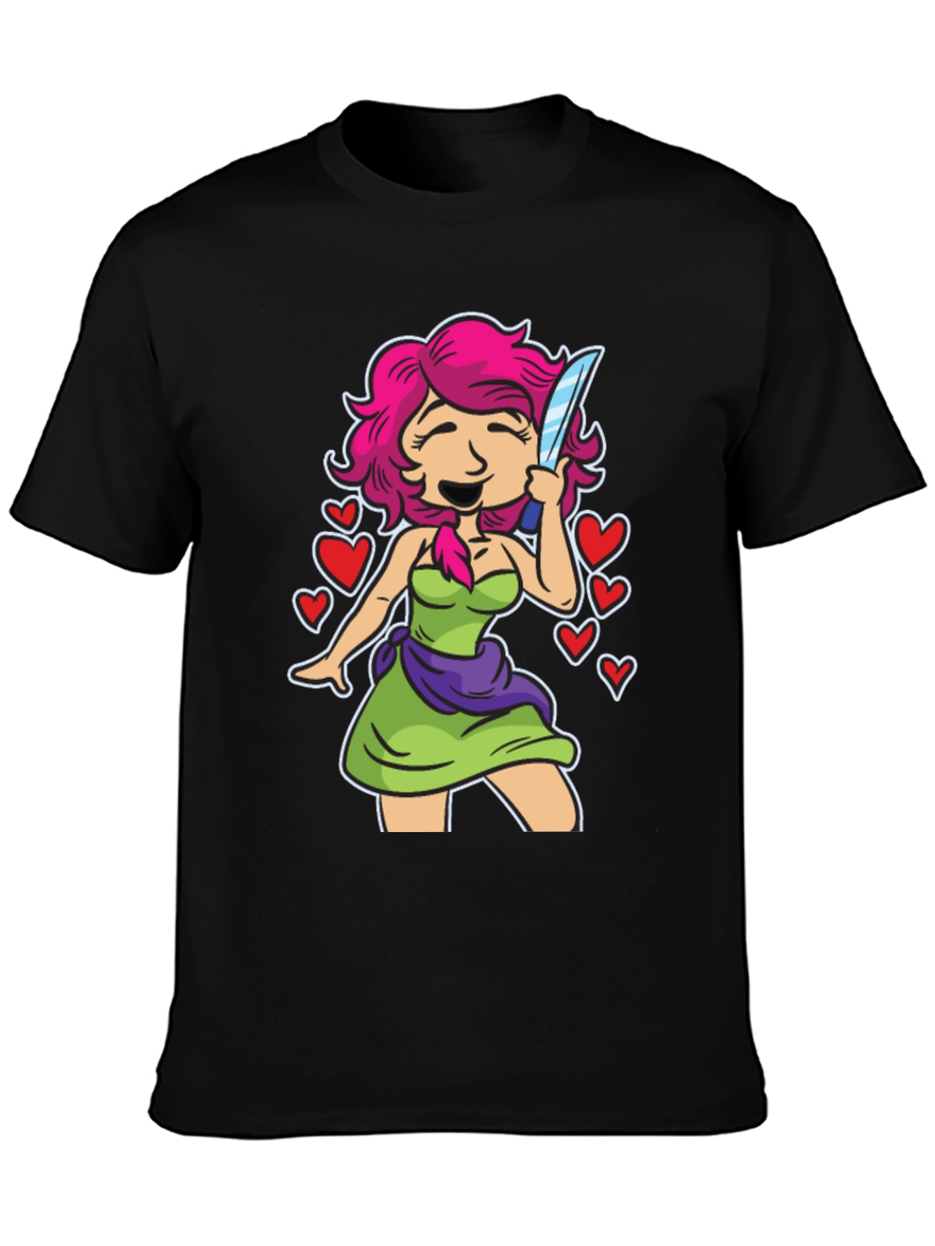 Girl With Knife T-Shirt - Edgy Cute Design