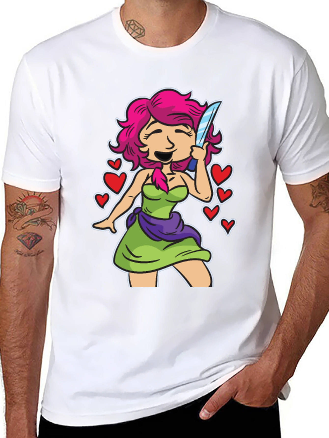 Girl With Knife T-Shirt - Edgy Cute Design