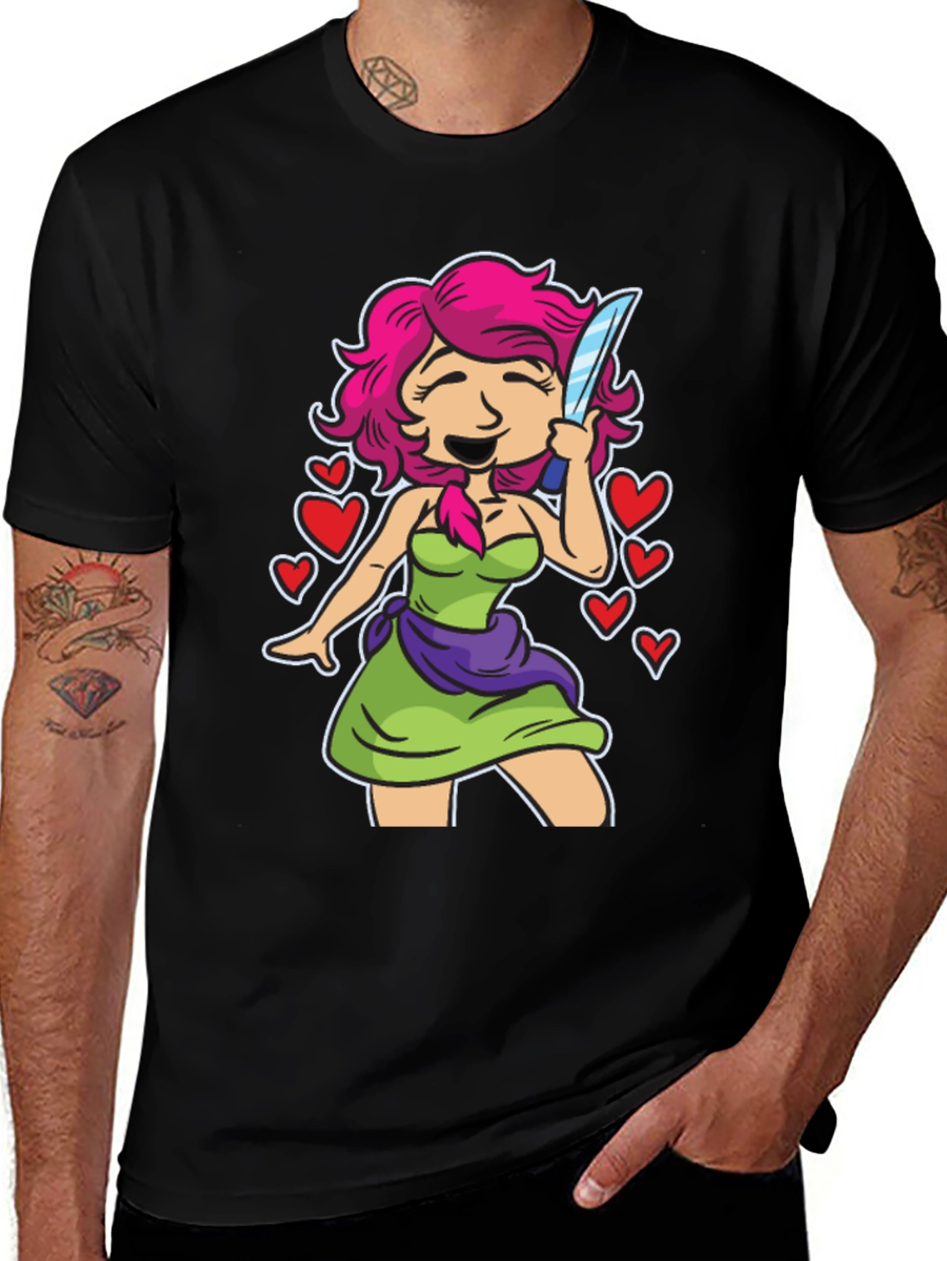 Girl With Knife T-Shirt - Edgy Cute Design