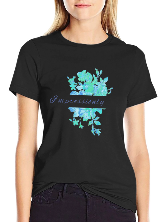 Impressiounly Floral Graphic Black T-Shirt