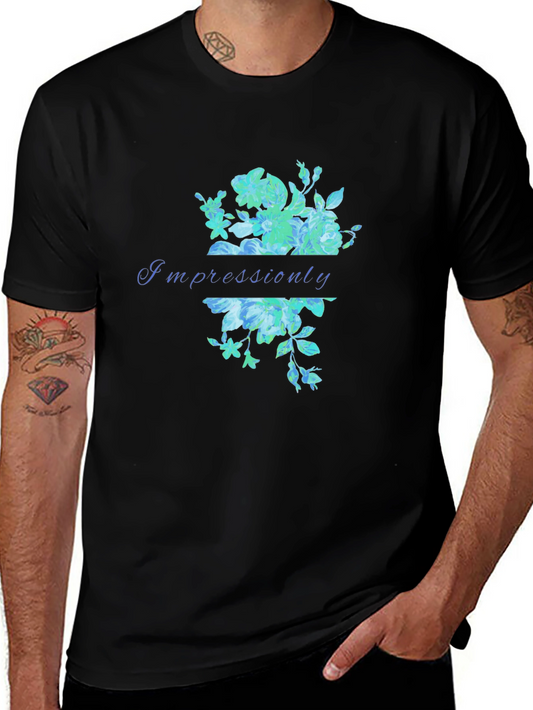 Impressiounly Floral Graphic Black T-Shirt