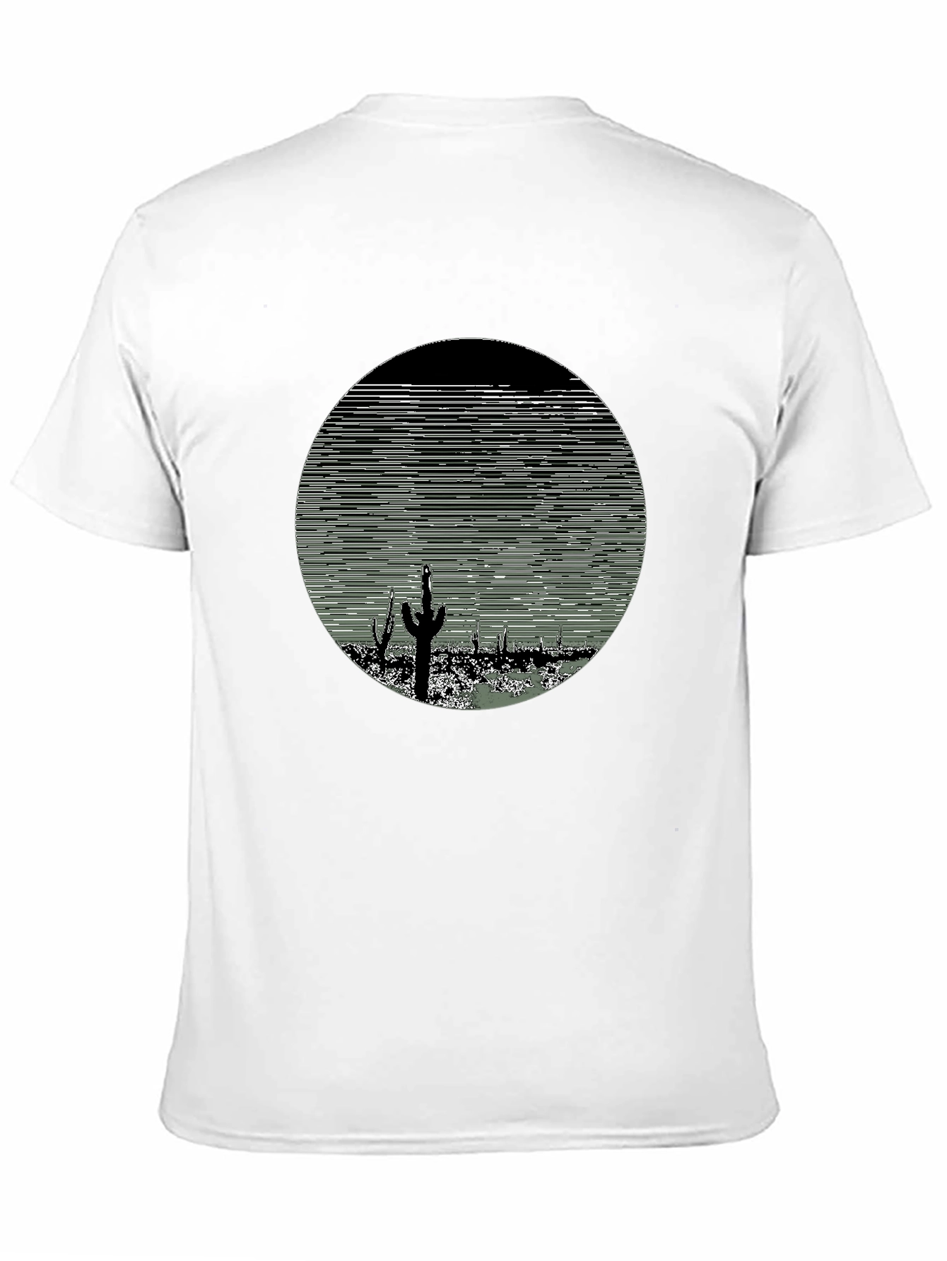 Cactus Desert Print Mens T-Shirt - Black