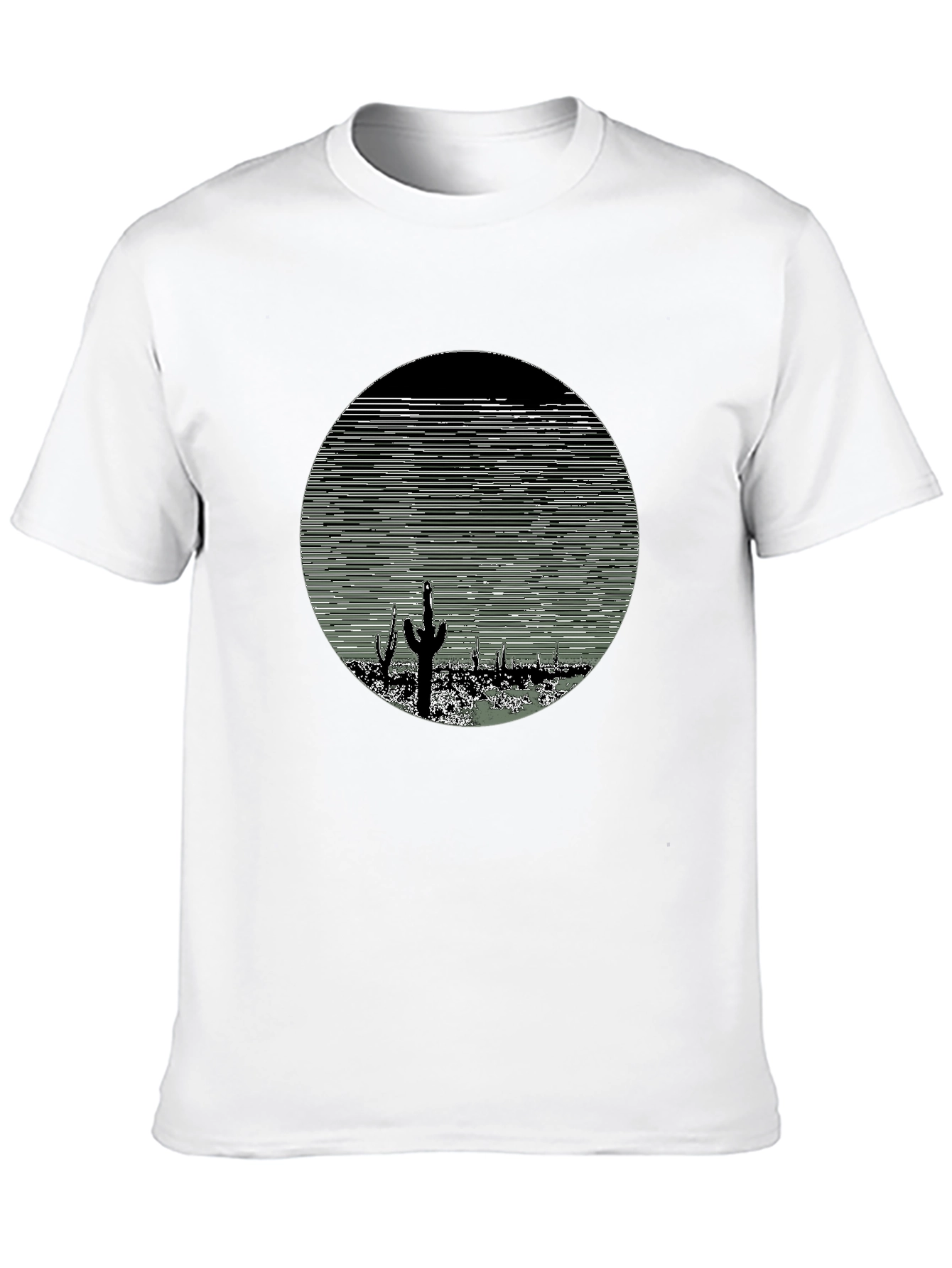 Cactus Desert Print Mens T-Shirt - Black