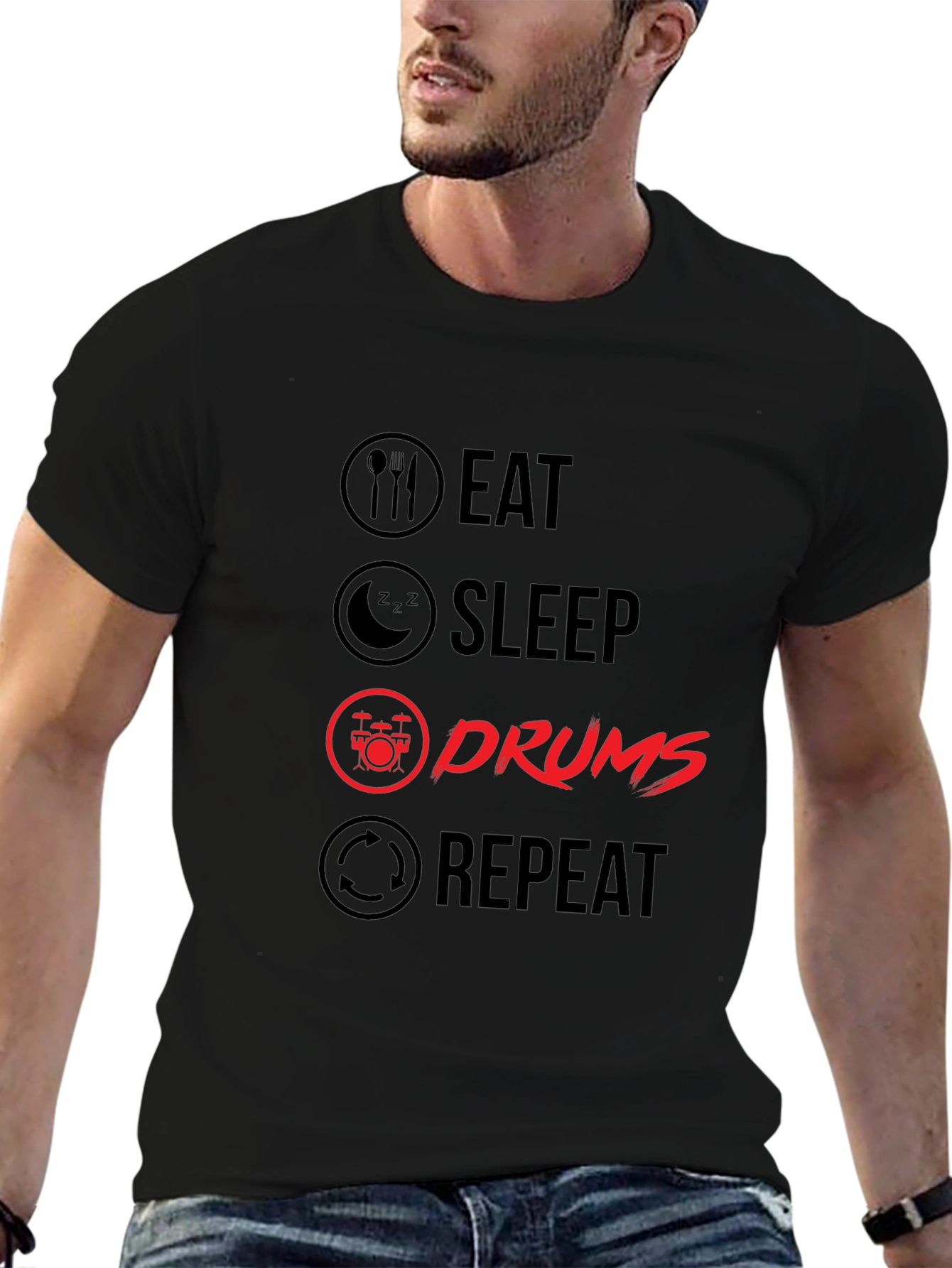 Eat Sleep Drums Repeat T-Shirt | Musician Tee