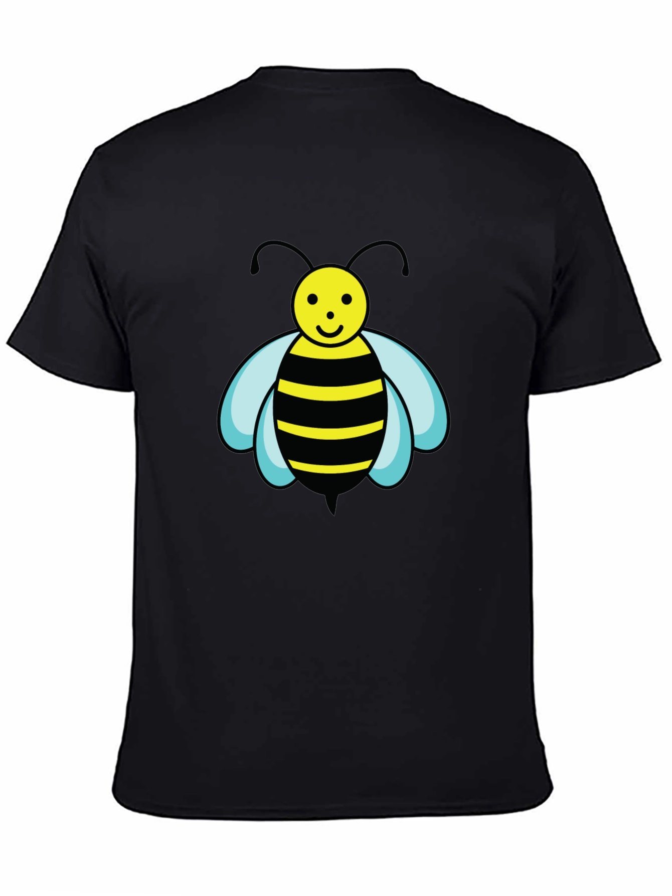 Bee Graphic Black T-Shirt - Cartoon Style