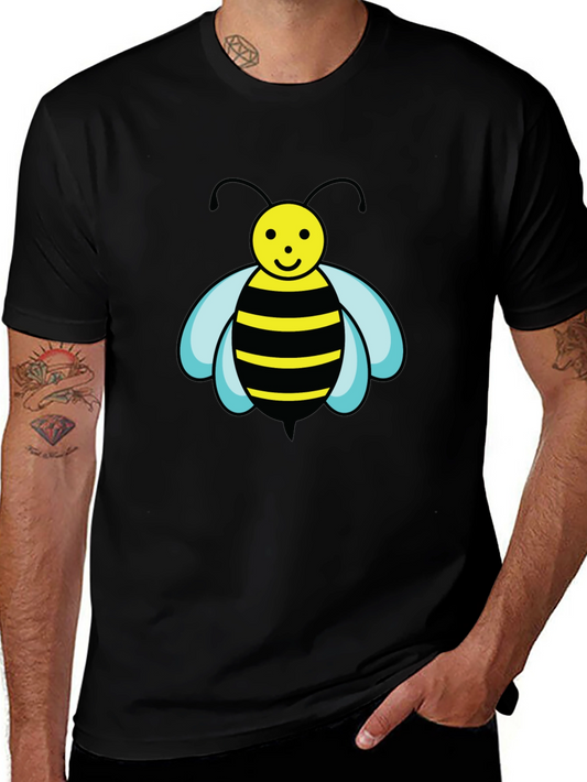 Bee Graphic Black T-Shirt - Cartoon Style