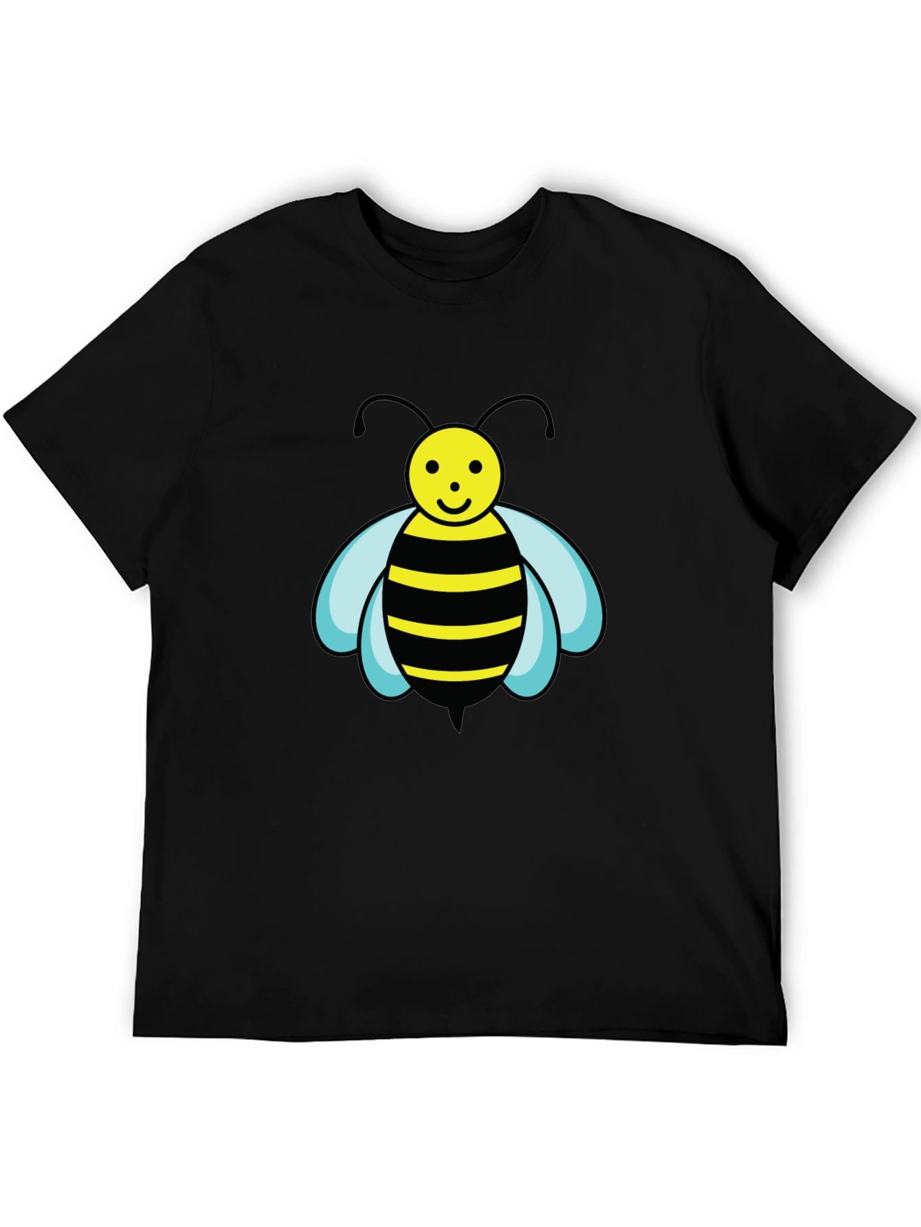 Bee Graphic Black T-Shirt - Cartoon Style