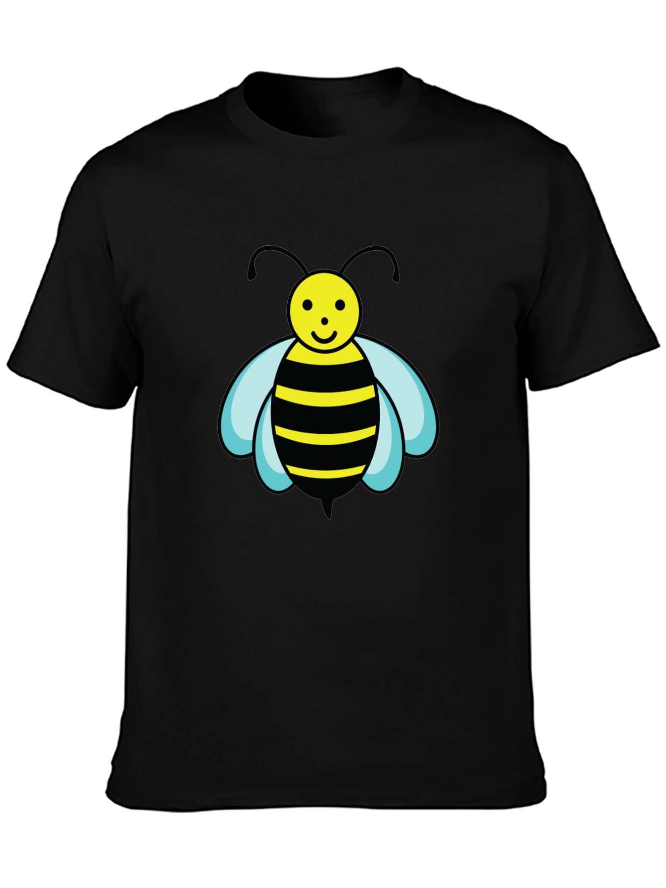 Bee Graphic Black T-Shirt - Cartoon Style