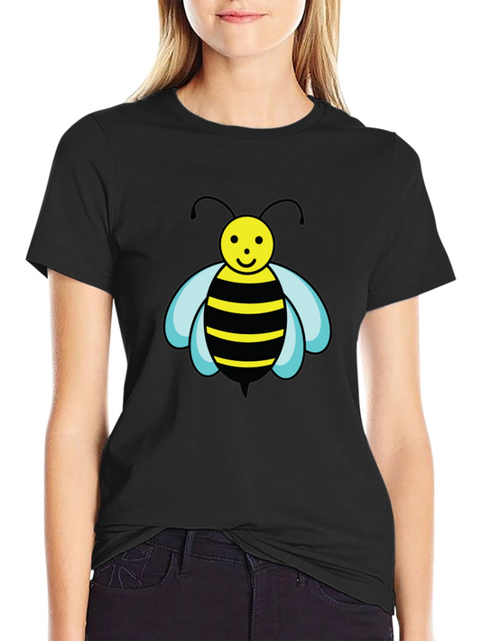 Bee Graphic Black T-Shirt - Cartoon Style