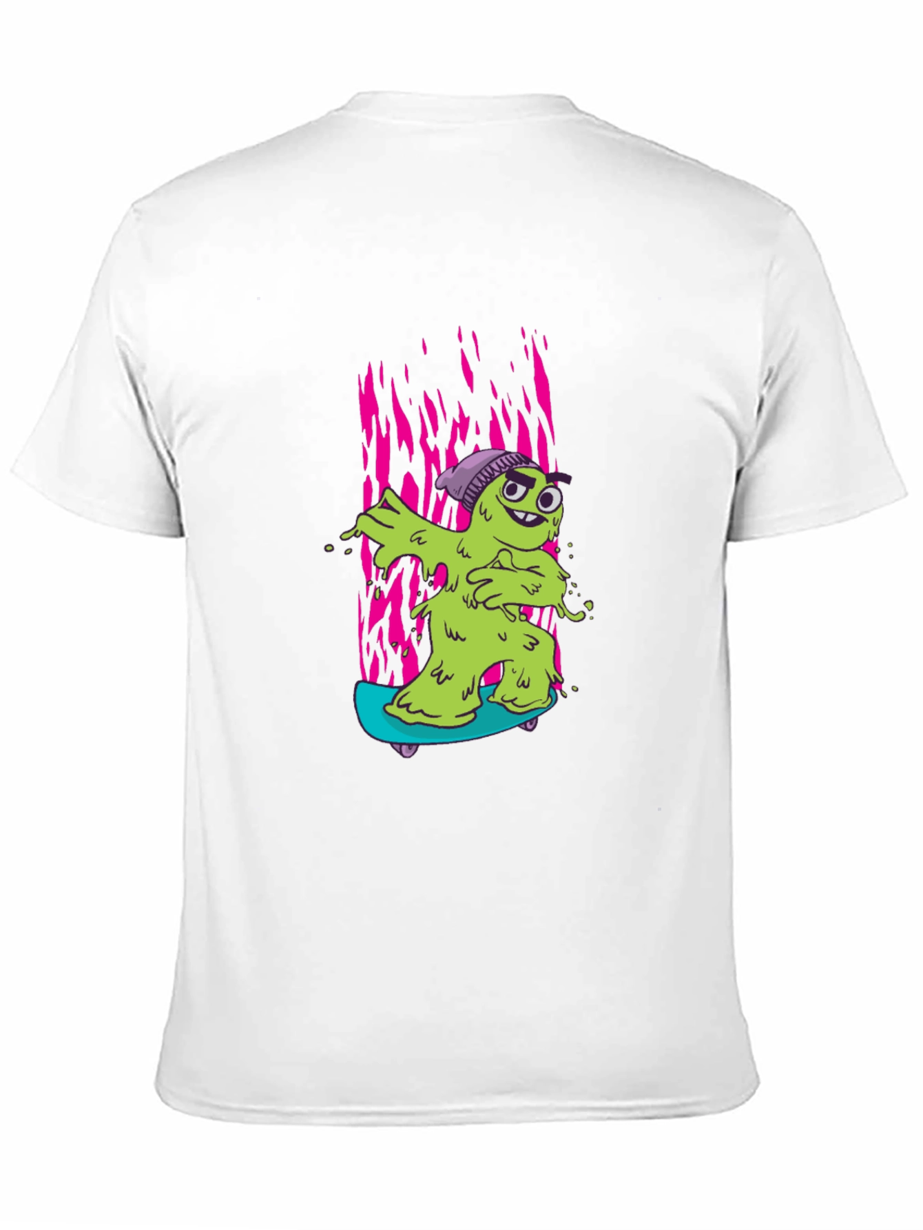 Cartoon Slime Monster Skateboard Graphic T-Shirt