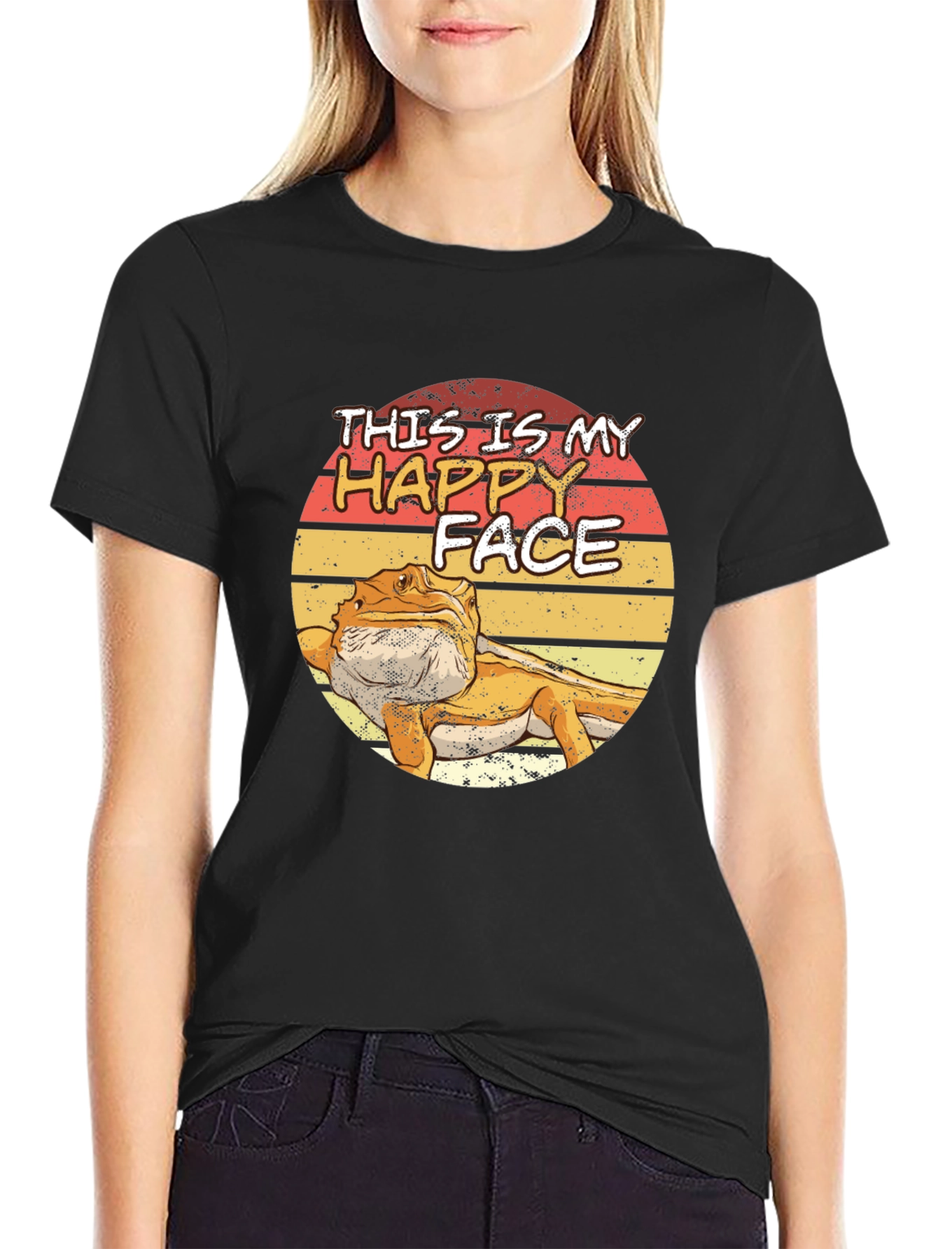 Bearded Dragon Happy Face T-Shirt - Lizard Lover Tee