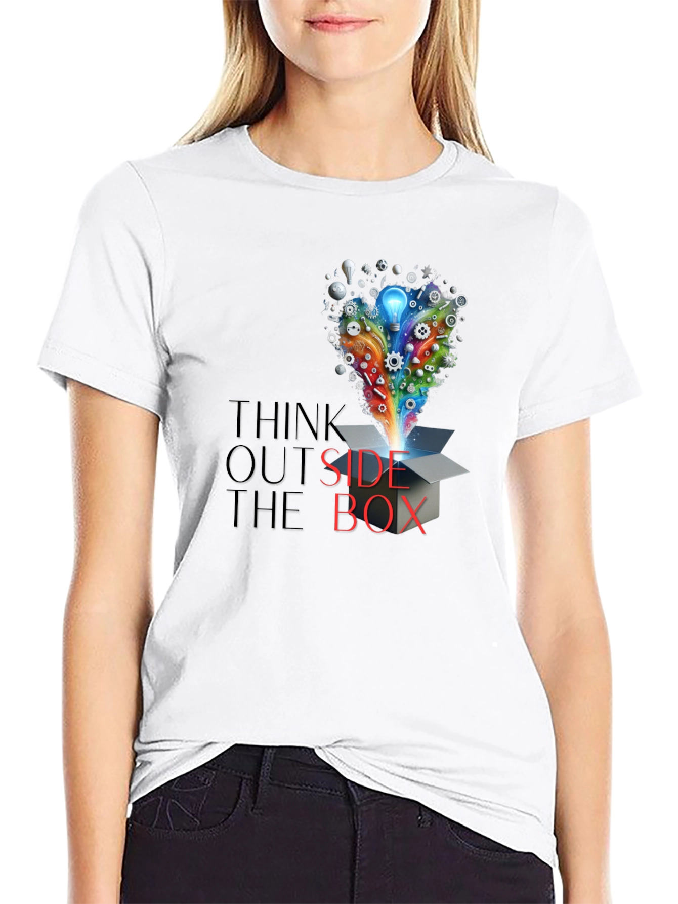 Think Outside the Box Graphic Tee - Creative Design