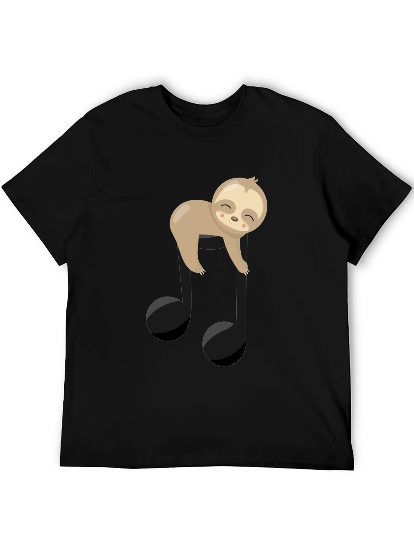 Sloth Music Note Graphic Tee - Black Cotton T-Shirt