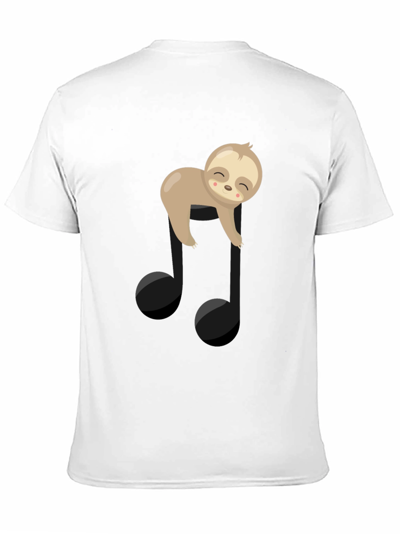 Sloth Music Note Graphic Tee - Black Cotton T-Shirt