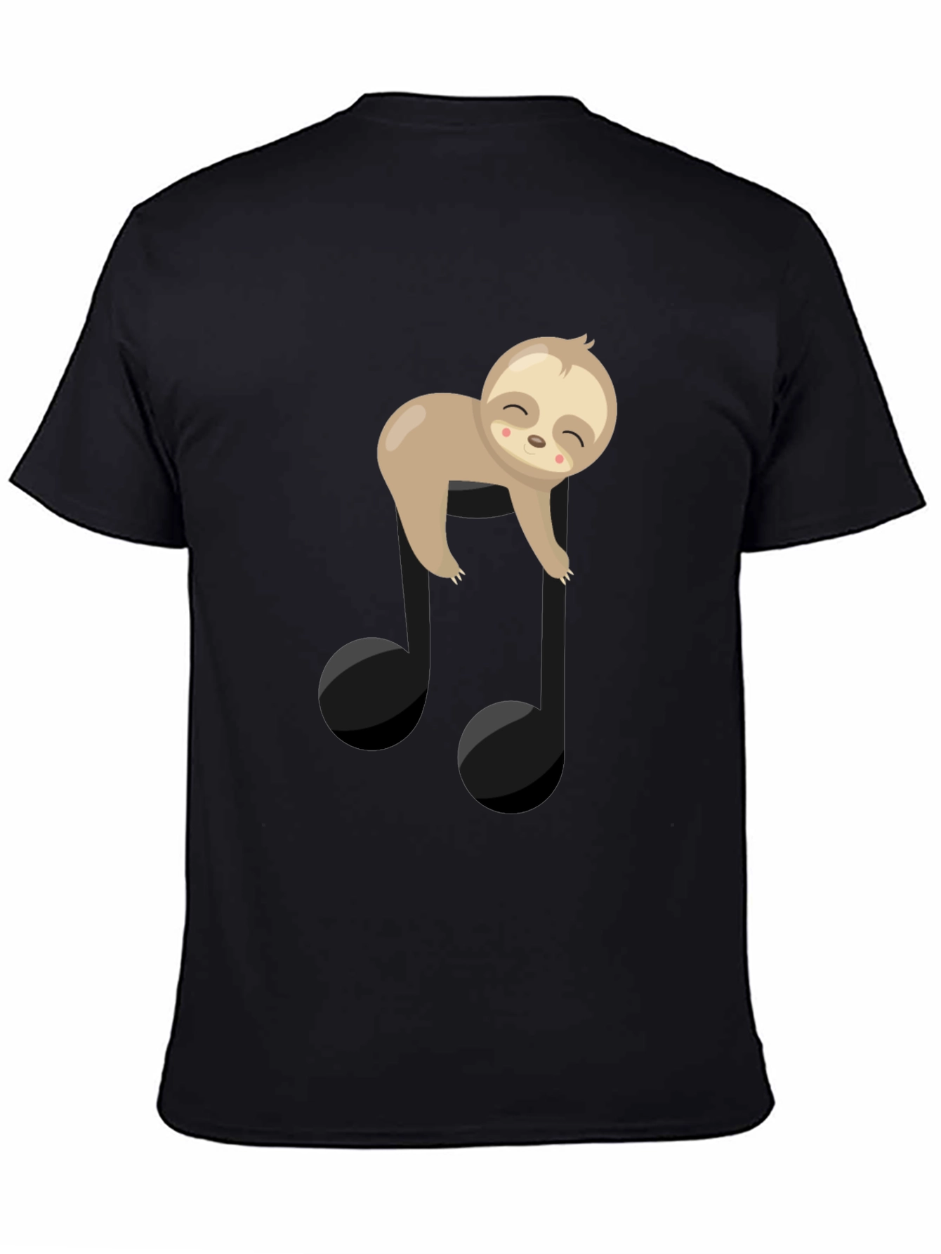 Sloth Music Note Graphic Tee - Black Cotton T-Shirt