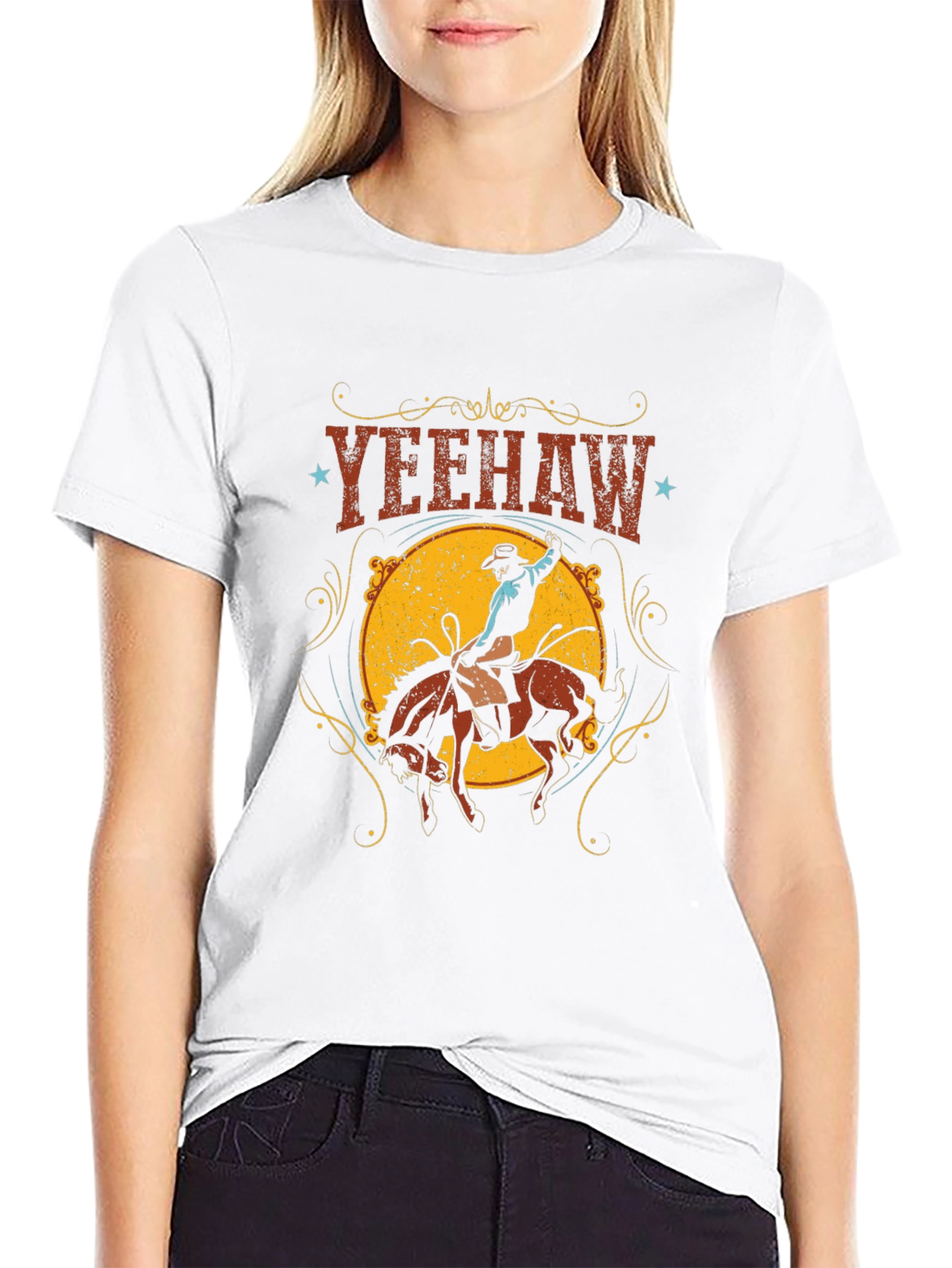 Yeehaw Cowboy Graphic T-Shirt - Black