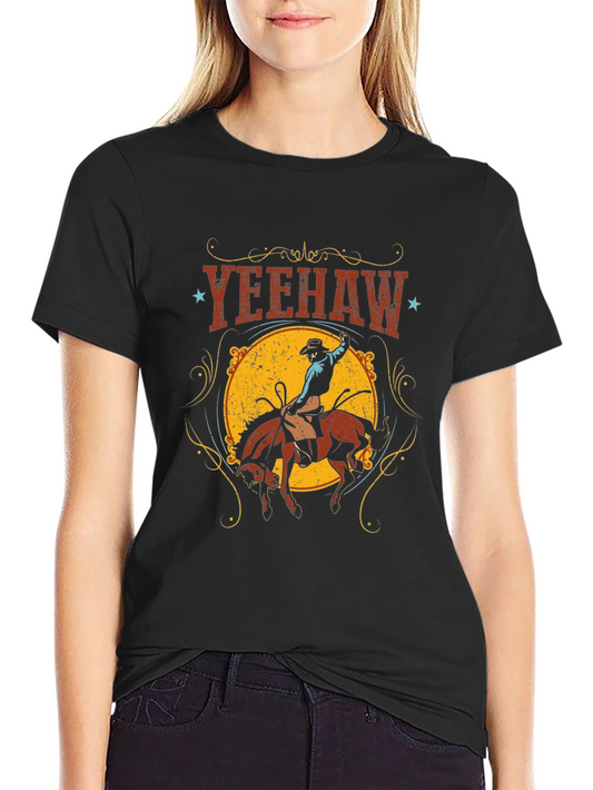 Yeehaw Cowboy Graphic T-Shirt - Black