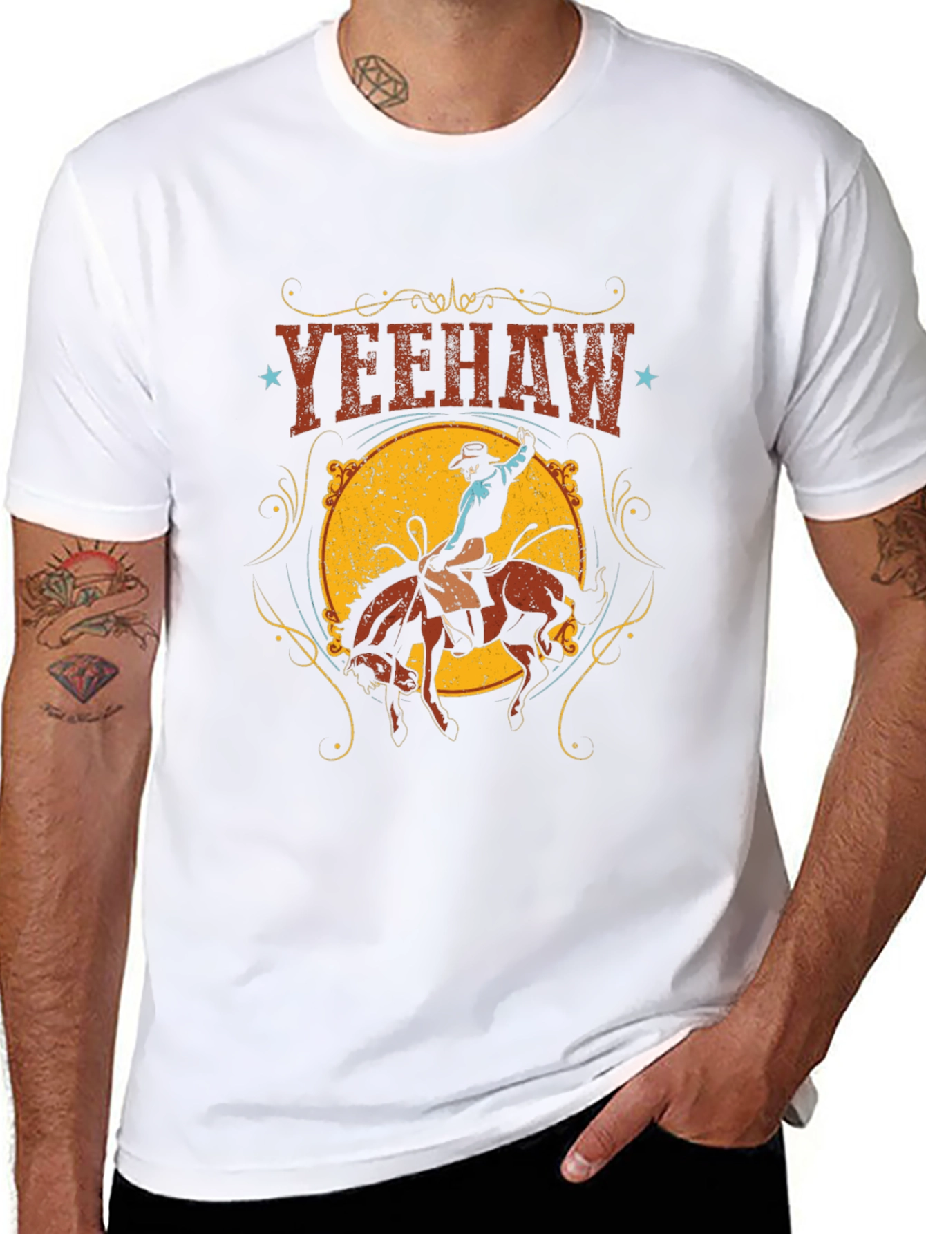 Yeehaw Cowboy Graphic T-Shirt - Black