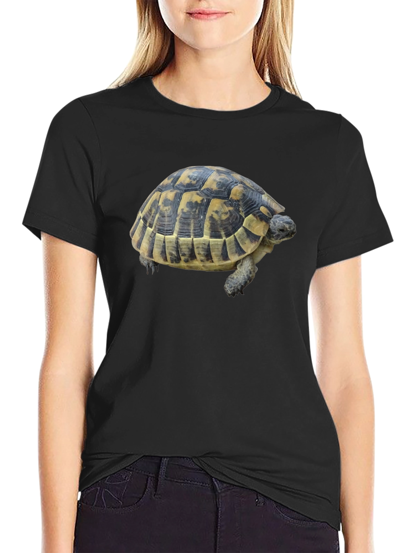 Turtle Graphic Tee - Black Cotton Shirt