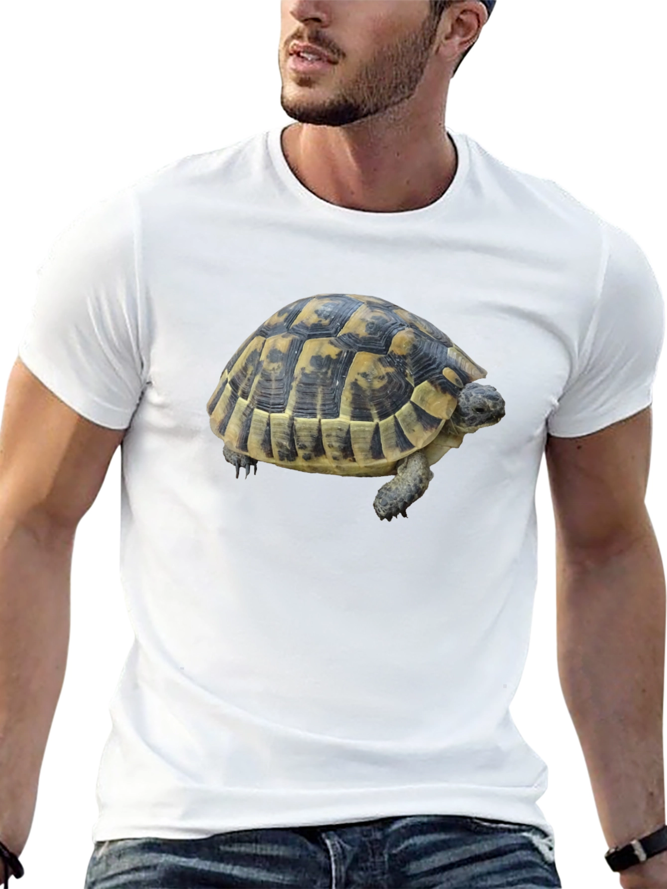 Turtle Graphic Tee - Black Cotton Shirt