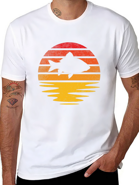Sunset Fish Graphic Tee - Unique Black T-Shirt