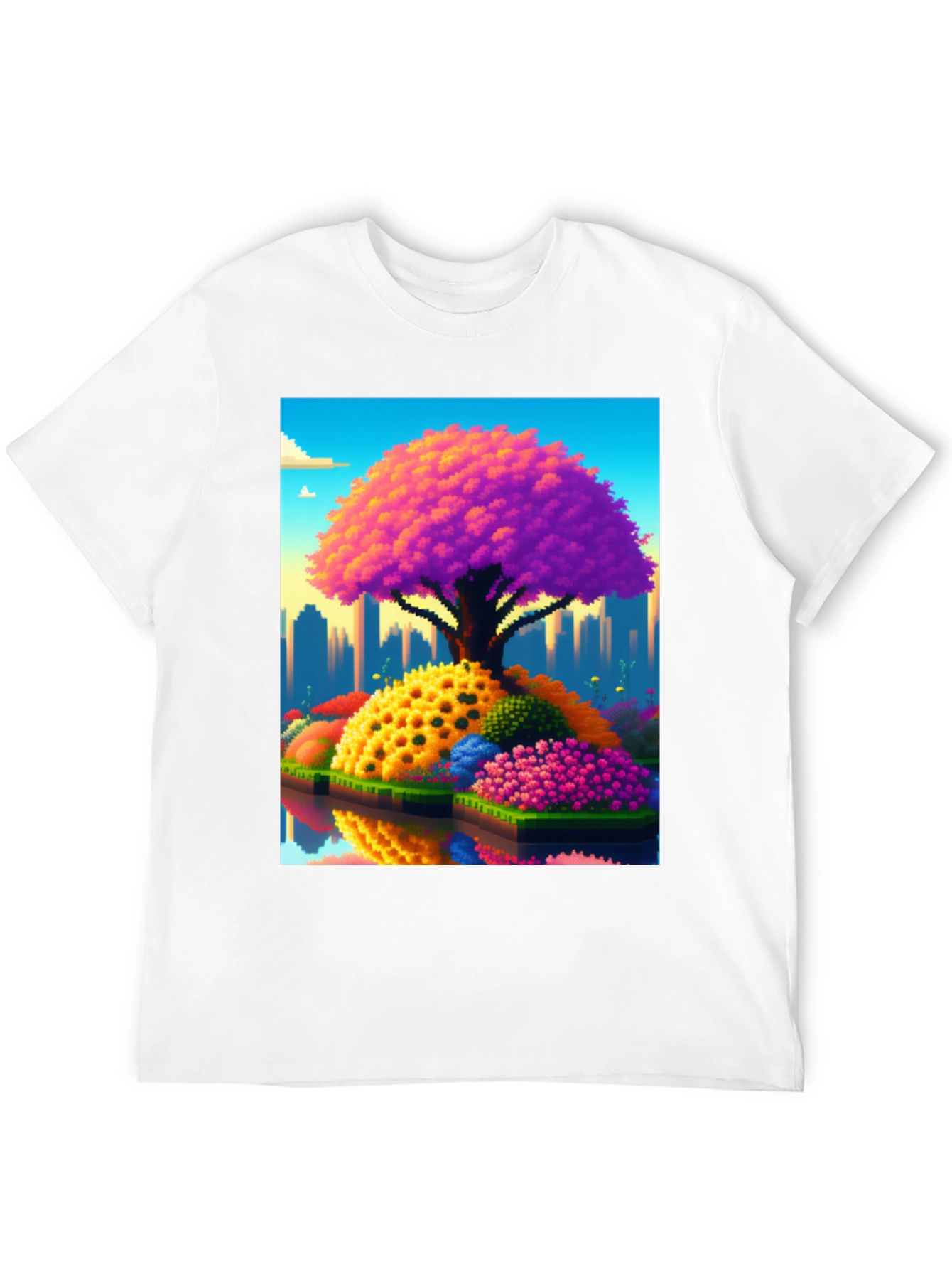Pixelated Tree Cityscape Graphic Tee