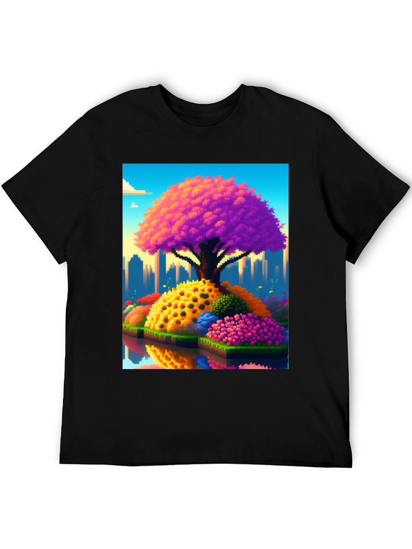 Pixelated Tree Cityscape Graphic Tee