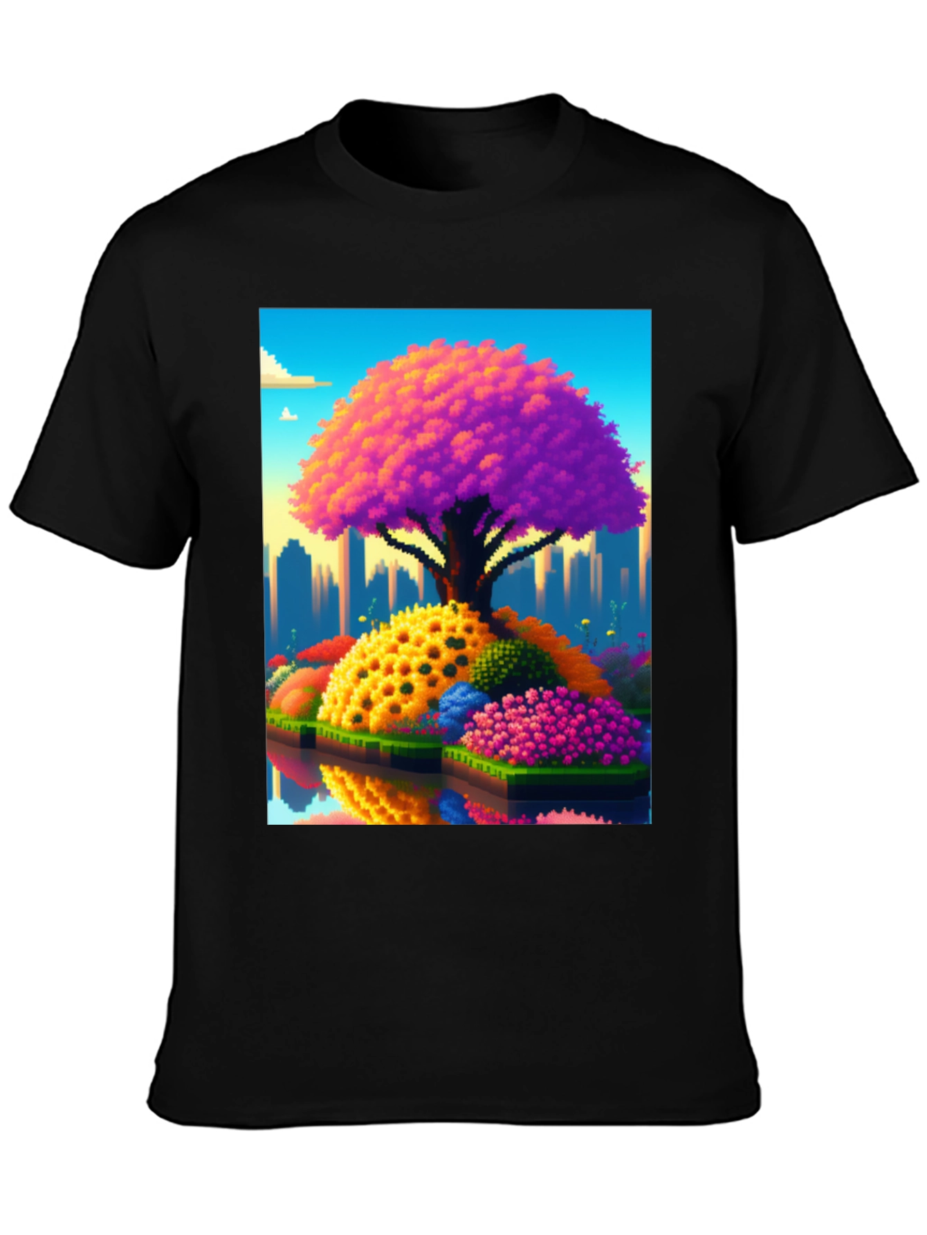 Pixelated Tree Cityscape Graphic Tee