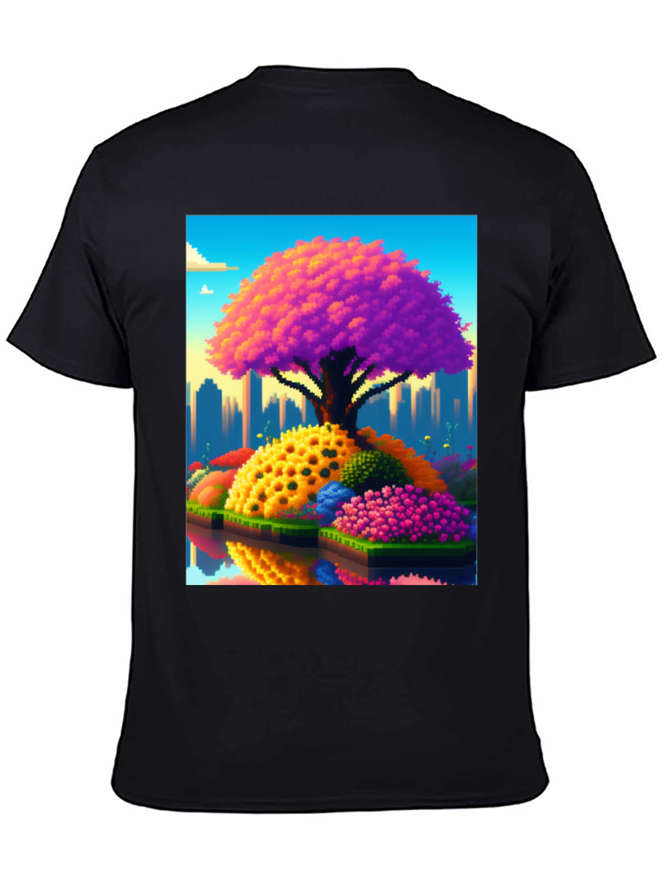 Pixelated Tree Cityscape Graphic Tee