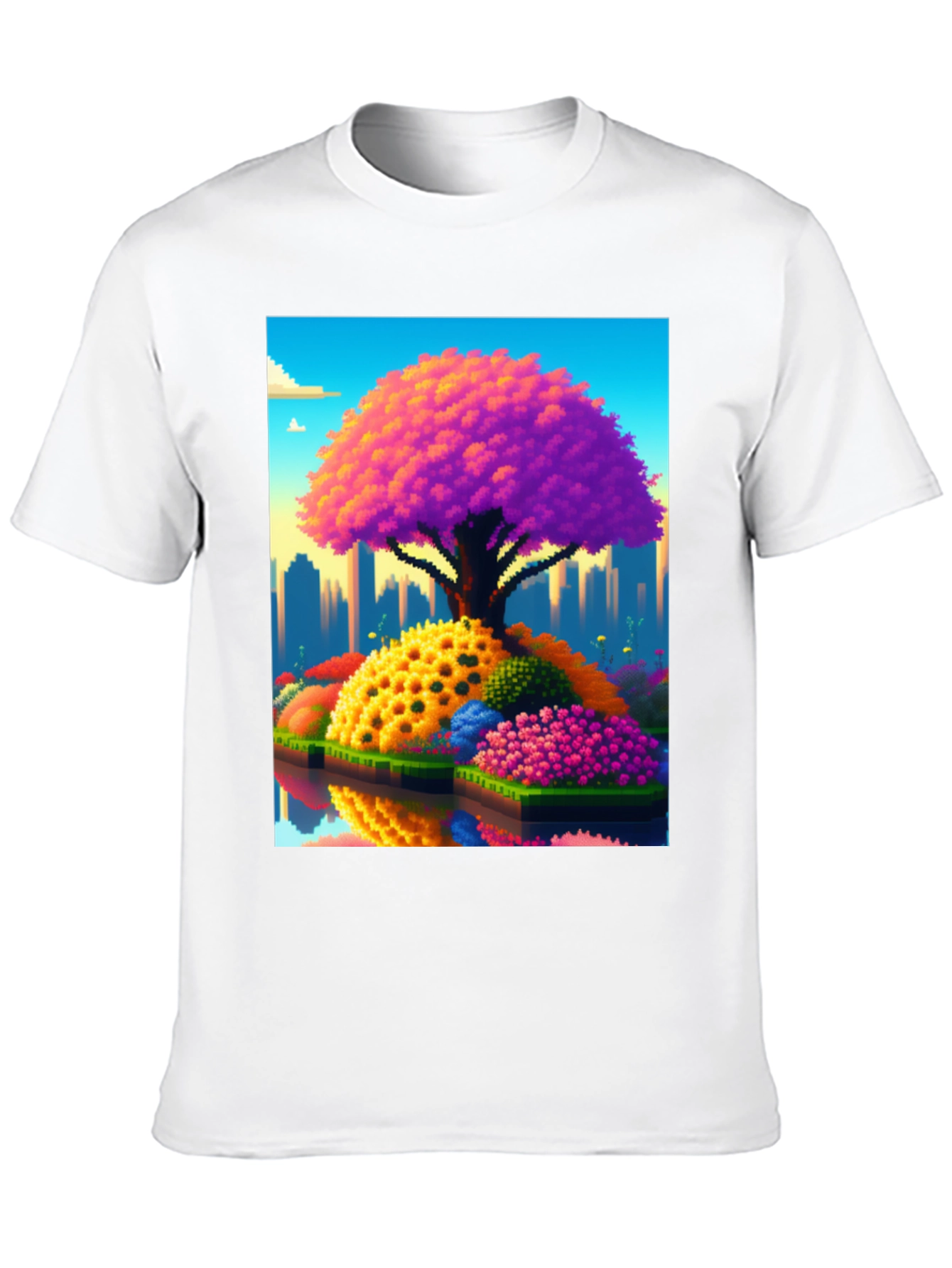 Pixelated Tree Cityscape Graphic Tee