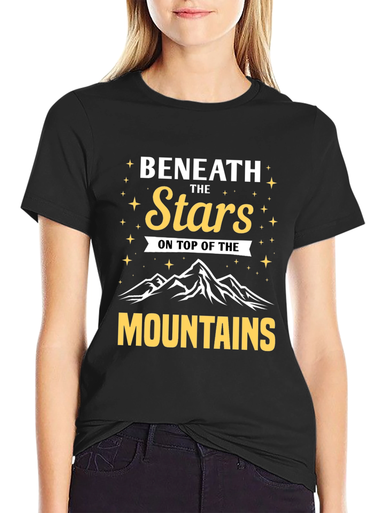 Beneath the Stars Mountains Graphic T-Shirt