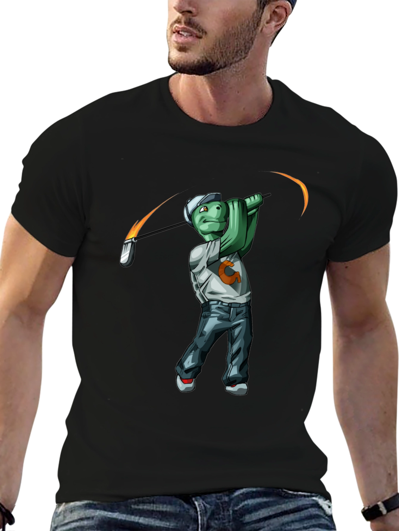 Golfing Turtle Graphic T-Shirt - Funny Tee
