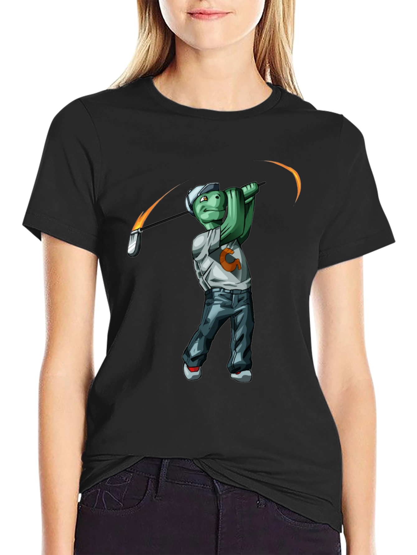 Golfing Turtle Graphic T-Shirt - Funny Tee