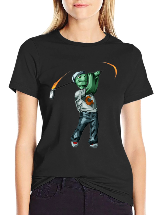 Golfing Turtle Graphic T-Shirt - Funny Tee