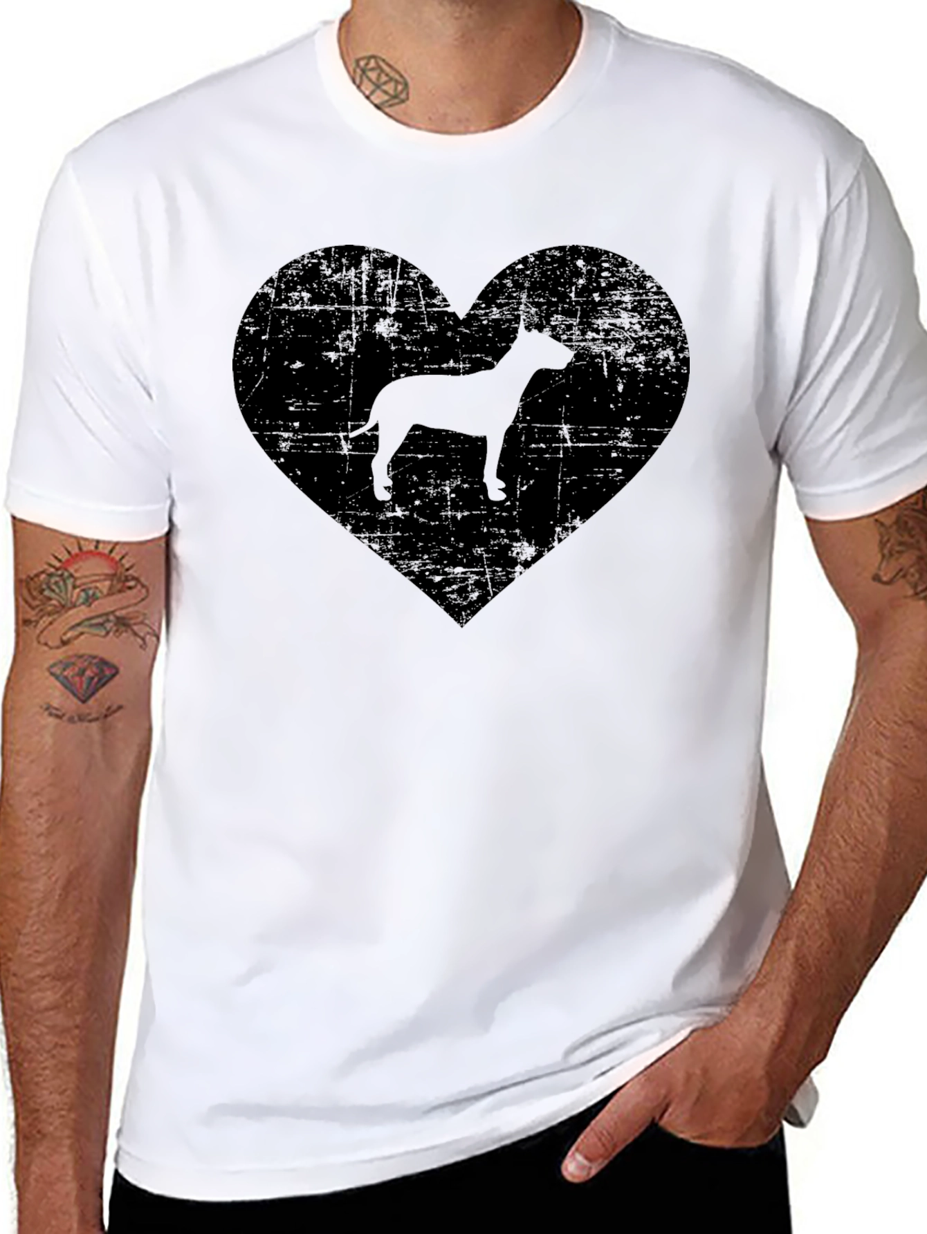 Dog Lover Heart Graphic Tee - Black