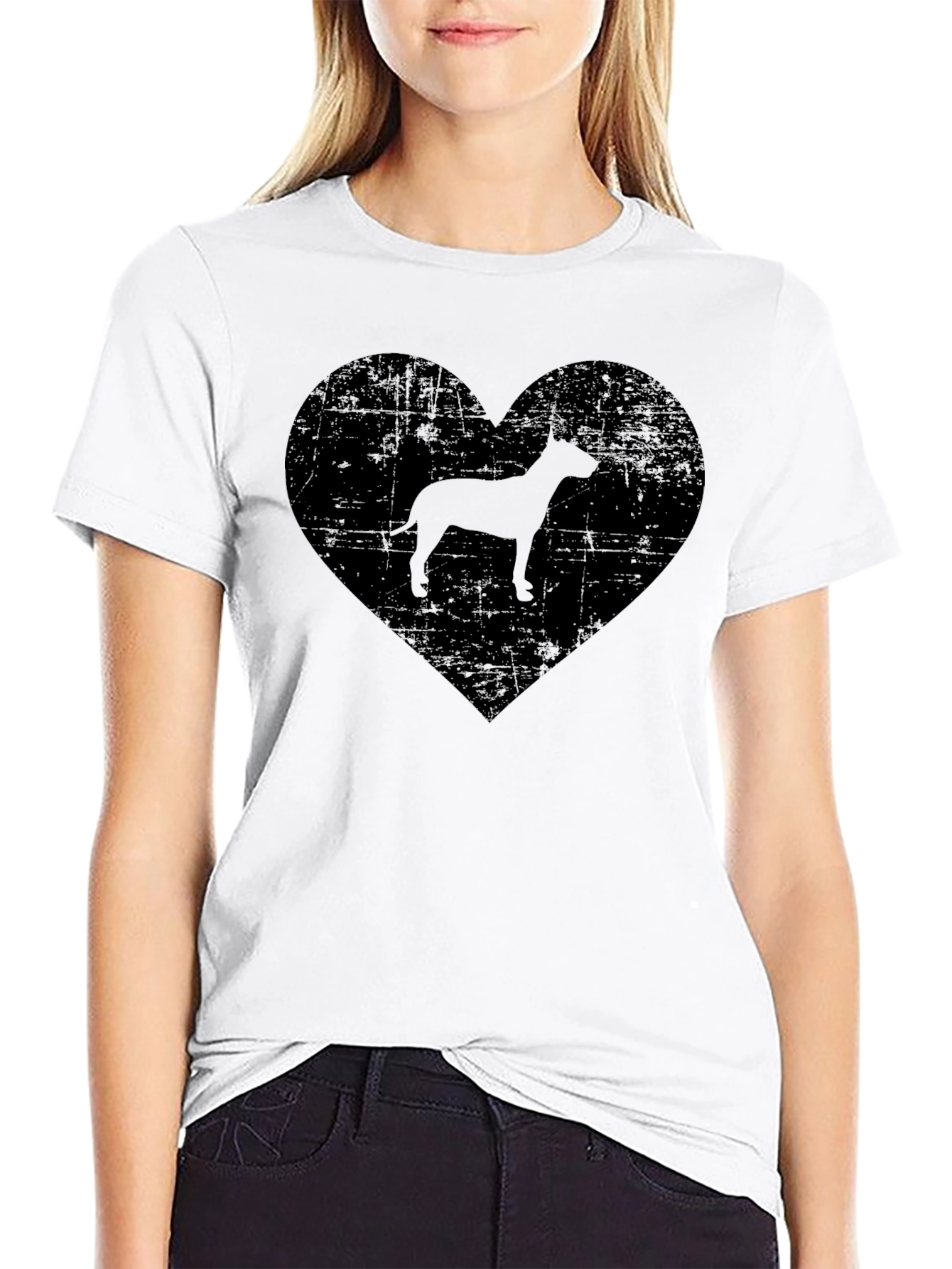 Dog Lover Heart Graphic Tee - Black