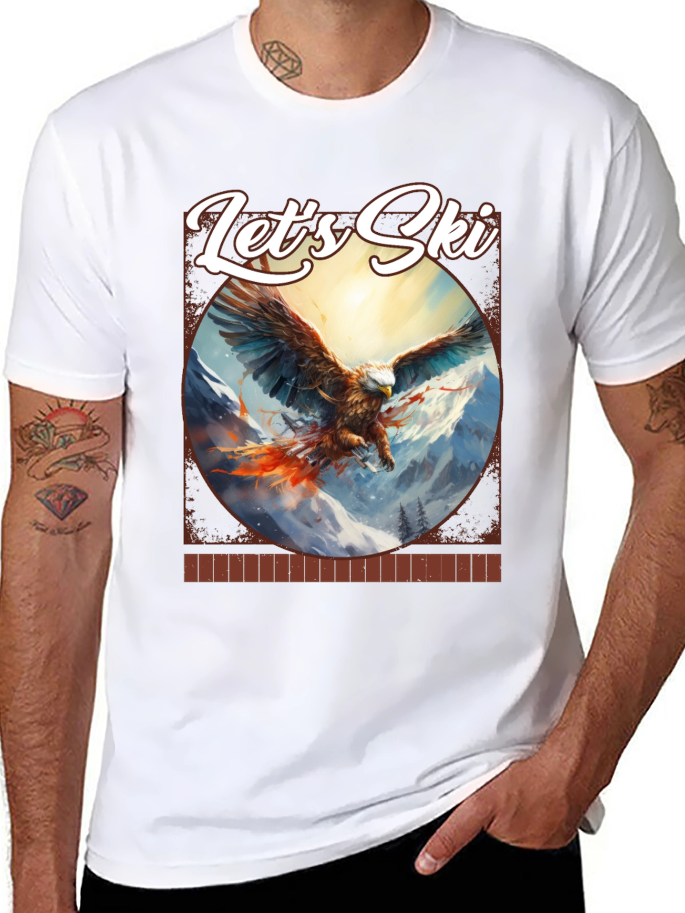 Lets Ski Eagle Graphic Tee - Mountain Adventure Shirt