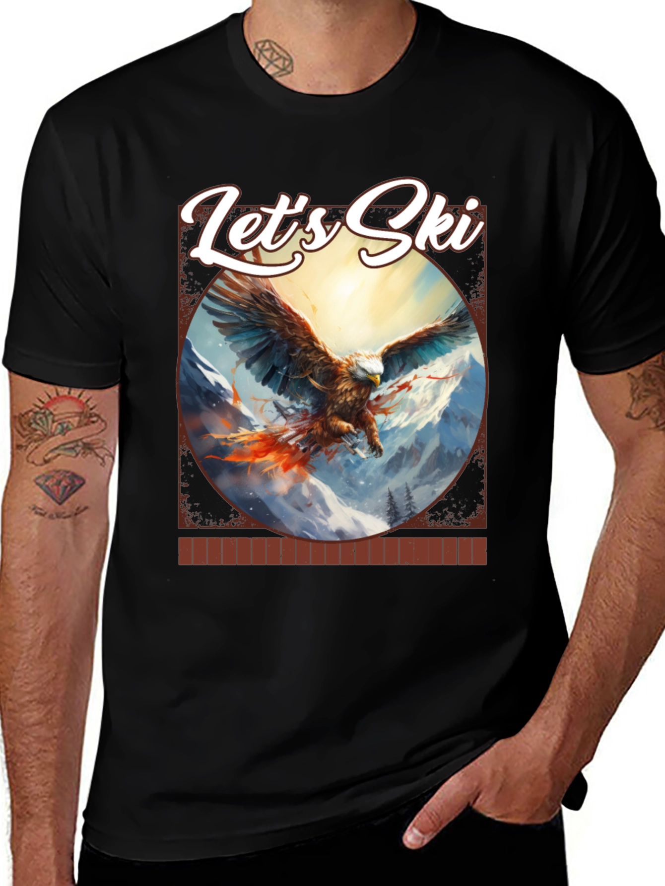 Lets Ski Eagle Graphic Tee - Mountain Adventure Shirt