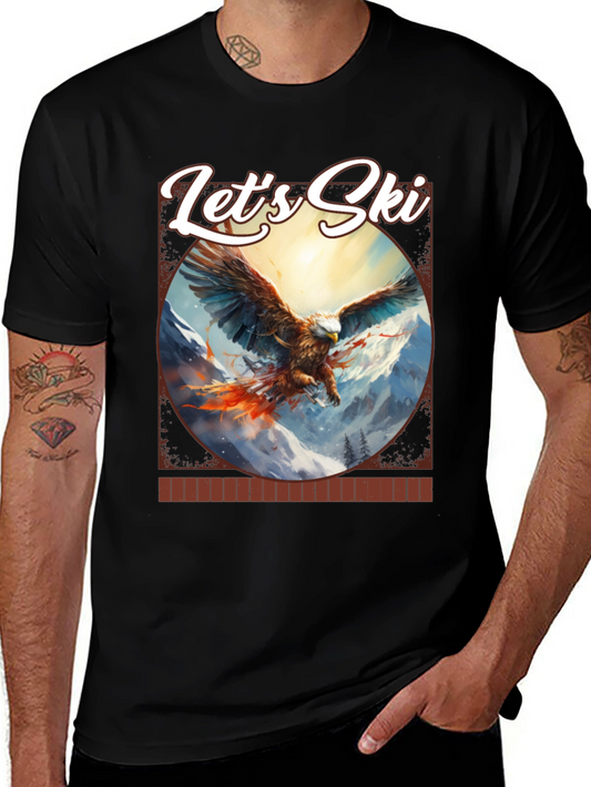 Lets Ski Eagle Graphic Tee - Mountain Adventure Shirt